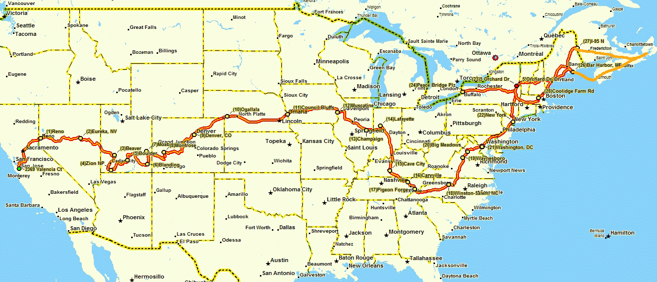 Map Of Canada And Us. Detailed route map of our US